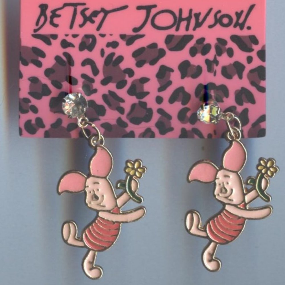 NEW BETSY JOHNSON WINNIE THE POOH PIGLET EARRINGS